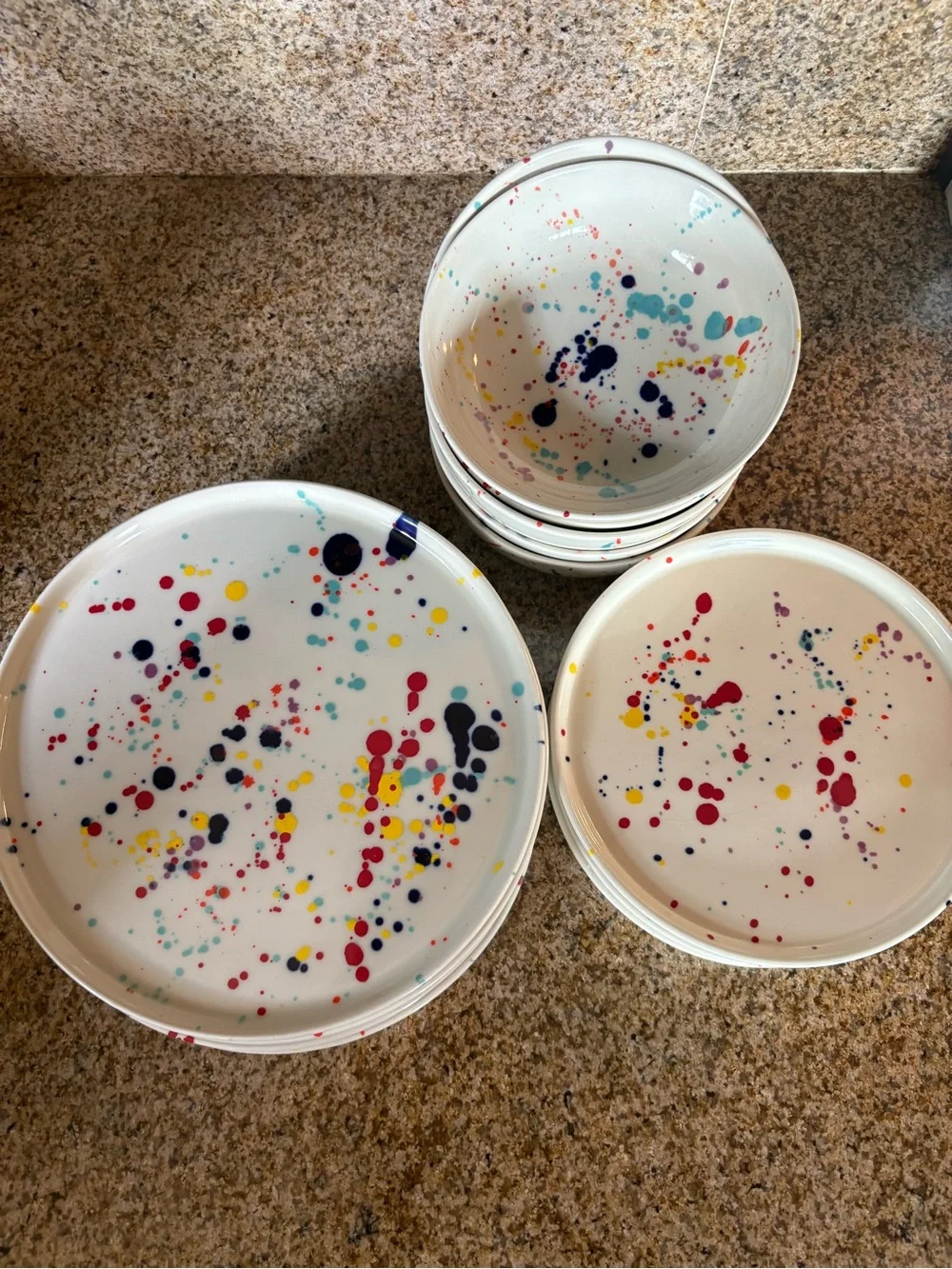 White Splatter / Confetti Ceramic Dinnerware Set for 6